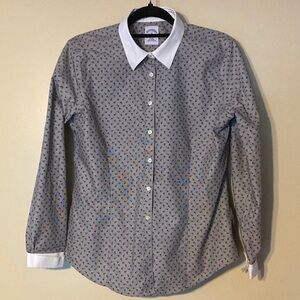 Brooks Brothers Gray and White Blouse